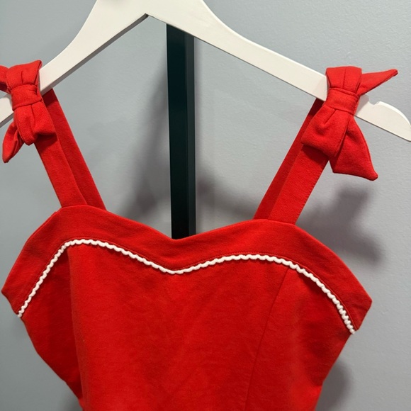 Janie and Jack Red Romper with White Trim - Picture 8 of 9